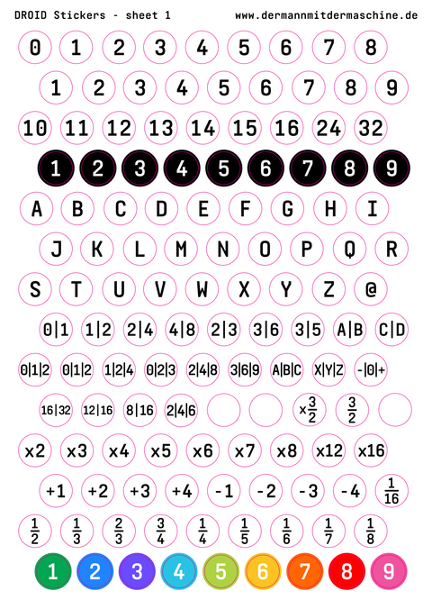 Droid stickers + pencil